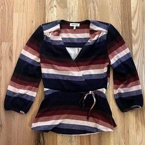 Monteau faux wrap striped sweater